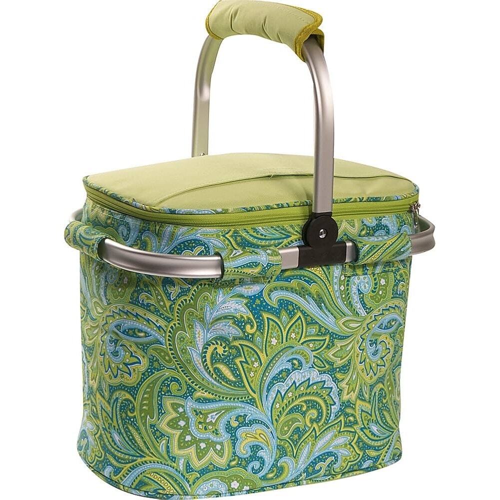 Picnic Plus Shelby Collapsible Insulated Shopping Tote, Green Paisley